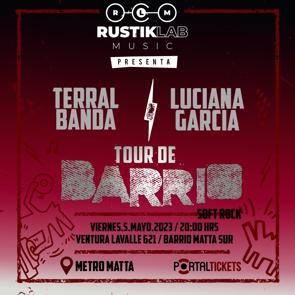 Flyer Evento TOUR DE BARRIO SOFT ROCK: TERRAL BANDA & LUCIANA GARCIA