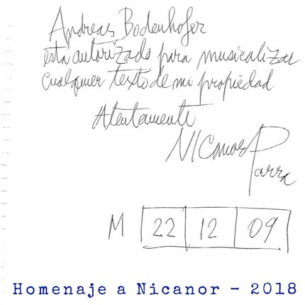 Carátula ANDREAS BODENHOFER - Homenaje a Nicanor