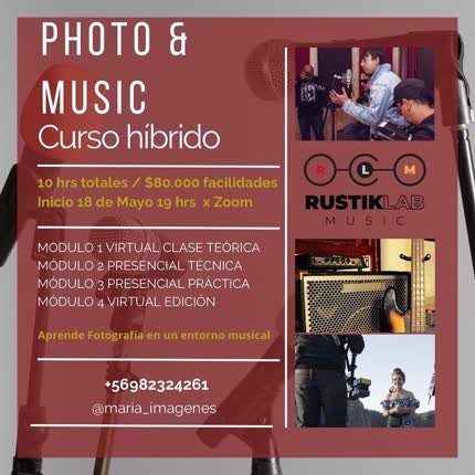 Carátula CURSO HIBRIDO PHOTO & MUSIC - Inscripción Taller Completo (4 sesiones, 10 horas)