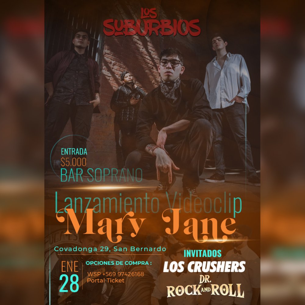 Flyer Evento LANZAMIENTO MARY JANE, LOS SUBURBIOS