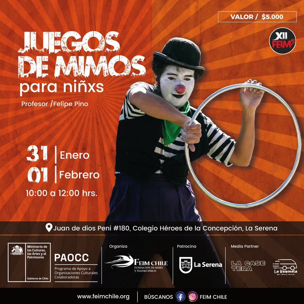 Flyer Evento TALLER JUEGOS DE MIMOS PARA NIÑOS Y NIÑAS EN LA SERENA
