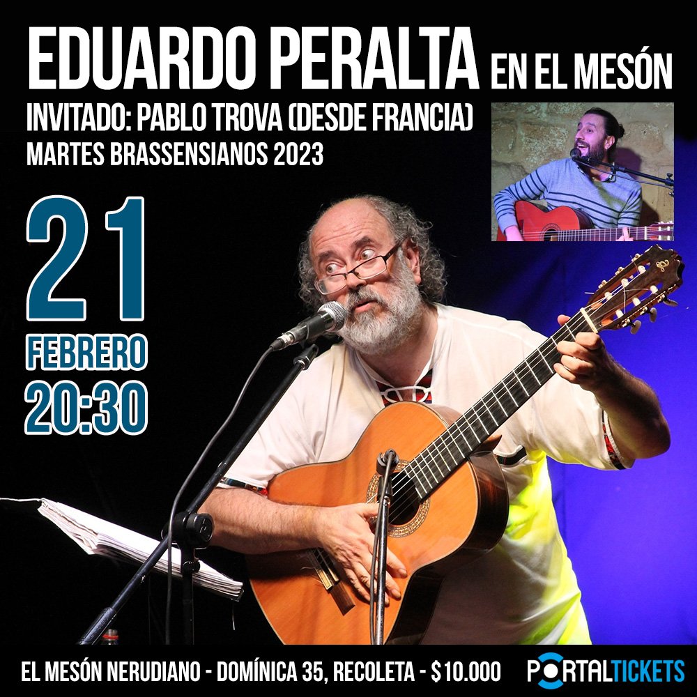 Flyer Evento EDUARDO PERALTA + PABLO TROVA EN EL MESON NERUDIANO