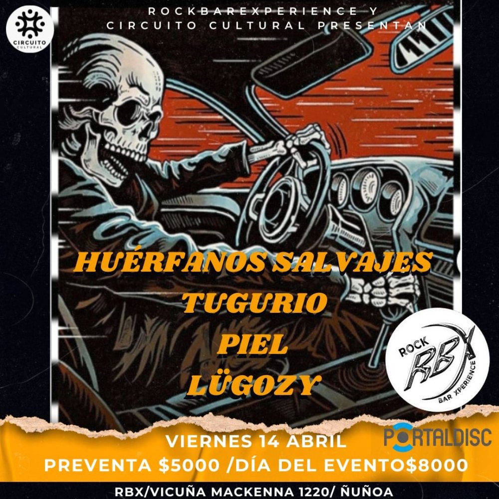 Flyer Evento DESTROYER FEST VI - RBX / HUERFANOS SALVAJES - TUGURIO - PIEL - LÜGOZY 