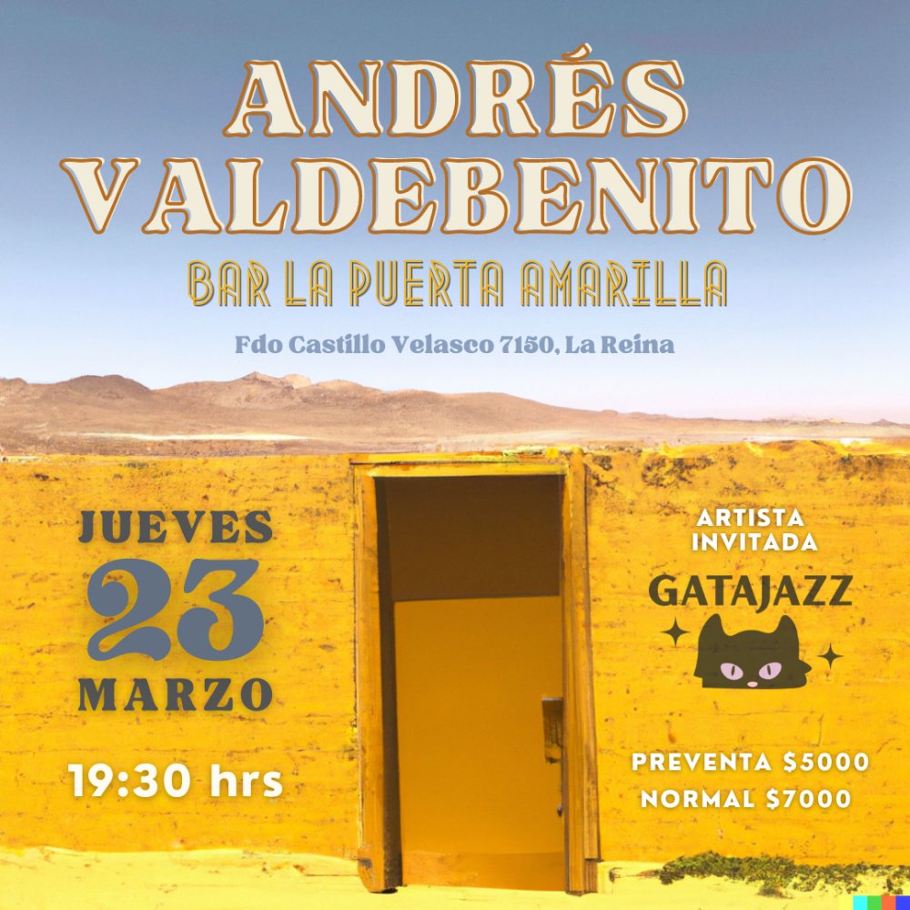 Flyer Evento ANDRES VALDEBENITO - BAR LA PUERTA AMARILLA