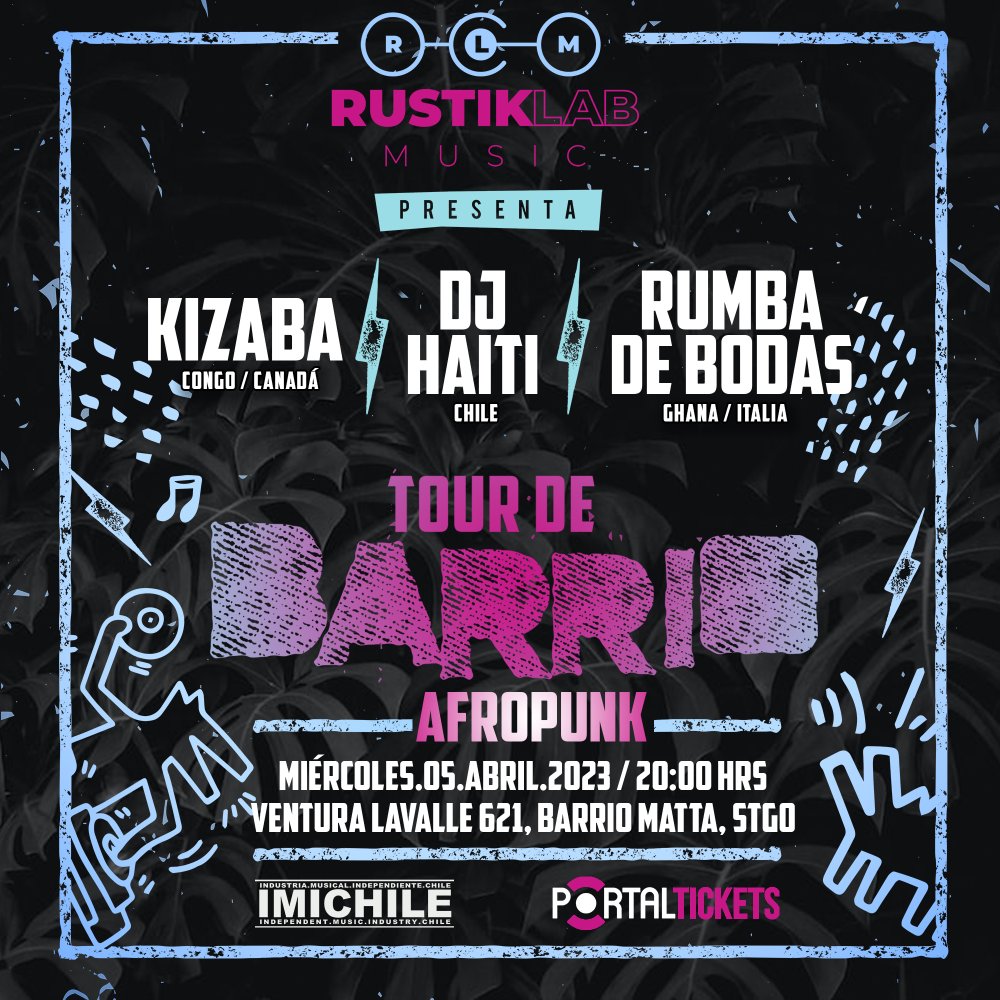 Flyer Evento TOUR DE BARRIO AFROPUNK: KIZABA RUMBA DE BODAS & DJ HAITI