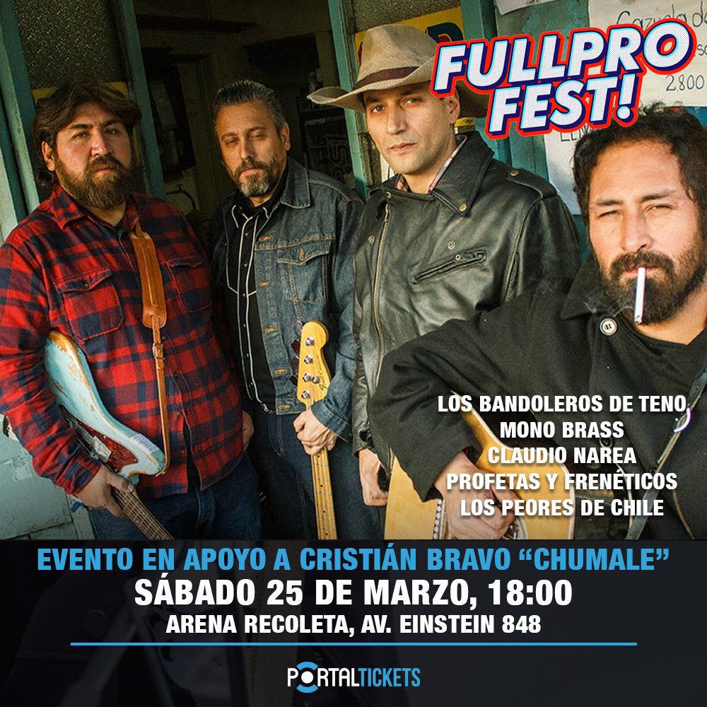 Flyer Evento LOS BANDOLEROS DE TENO EN FULLPRO FEST EN ARENA RECOLETA