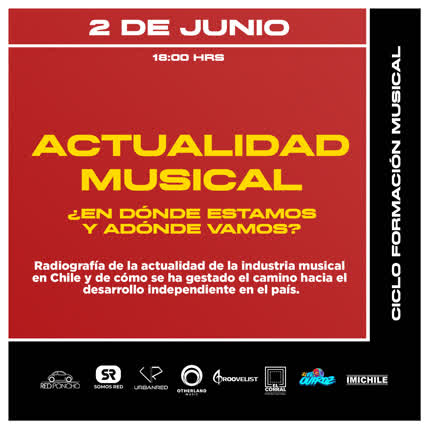 Flyer Evento ACTUALIDAD MUSICAL: ¿DONDE ESTAMOS Y HACIA DONDE VAMOS? CICLO DE FORMACION MUSICAL RED PONCHO