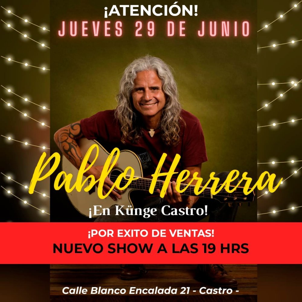 Flyer Evento PABLO HERRERA INTIMO EN KUNGE CASTRO