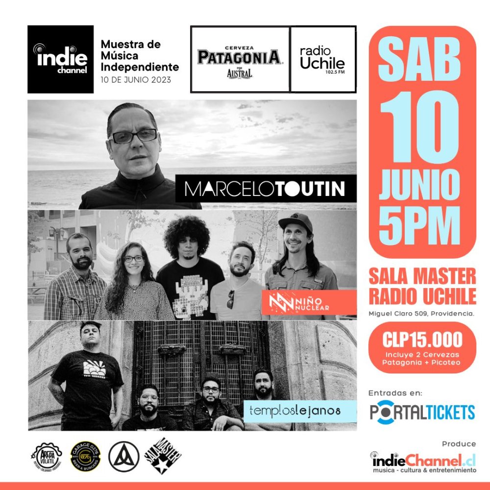 Flyer Evento 1RA. MUESTRA DE MUSICA INDEPENDIENTE: MARCELO TOUTIN + TEMPLOS LEJANOS + NIÑO NUCLEAR EN SALA MASTER