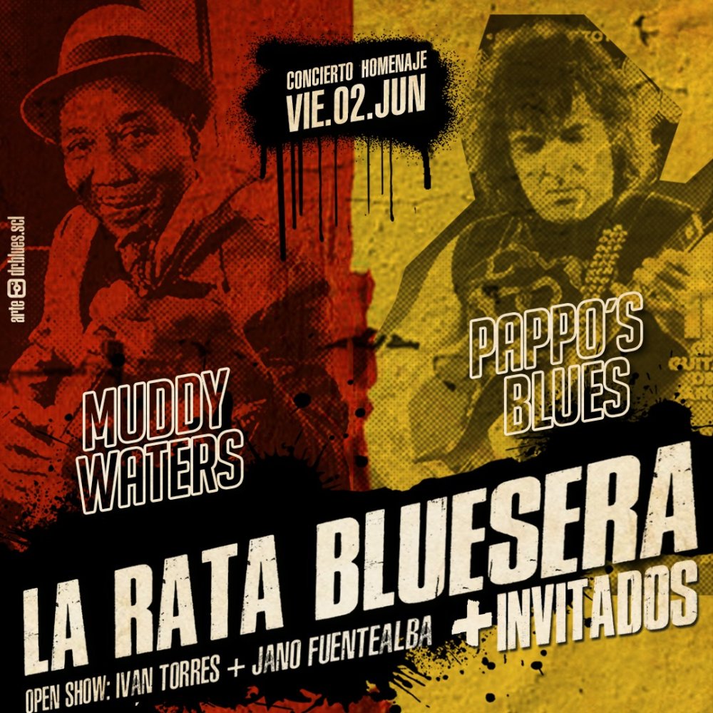 Flyer Evento LA RATA BLUESERA HOMENAJE MUDDY WATERS & PAPPO’S BLUES