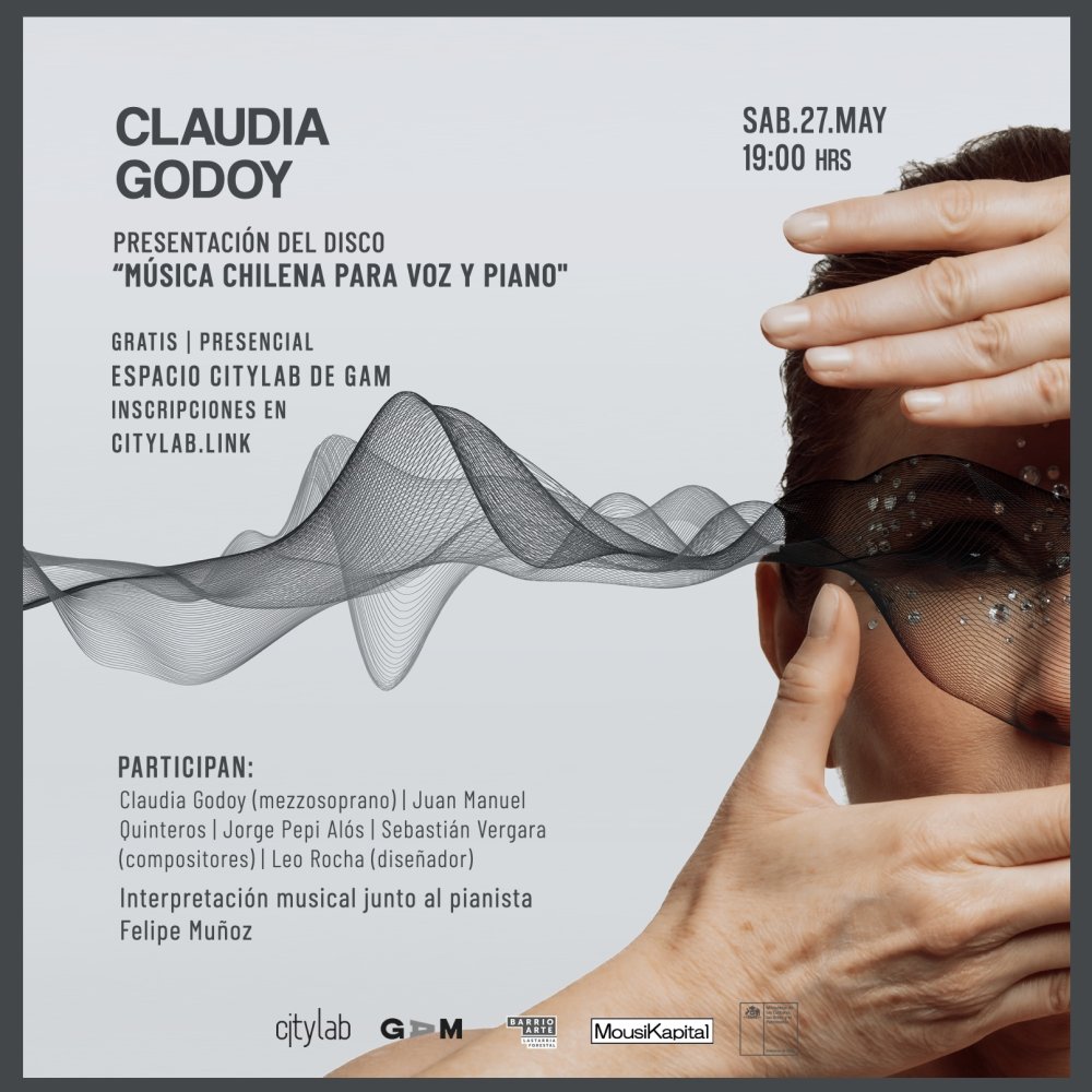 Flyer Evento CLAUDIA GODOY: PRESENTACIÓN DISCO MÚSICA CHILENA PARA VOZ Y PIANO EN CITYLAB GAM