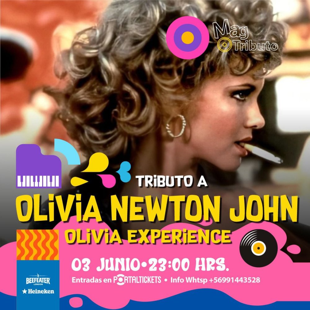 Flyer Evento TRIBUTO A OLIVIA NEWTON JOHN EN MAGBAR CHILLÁN
