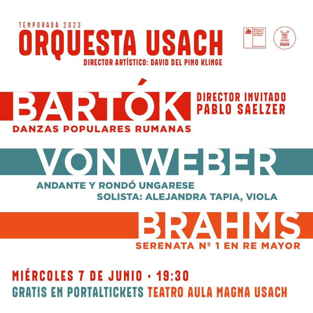 Flyer Evento ORQUESTA USACH: BARTOK – WEBER – BRAHMS