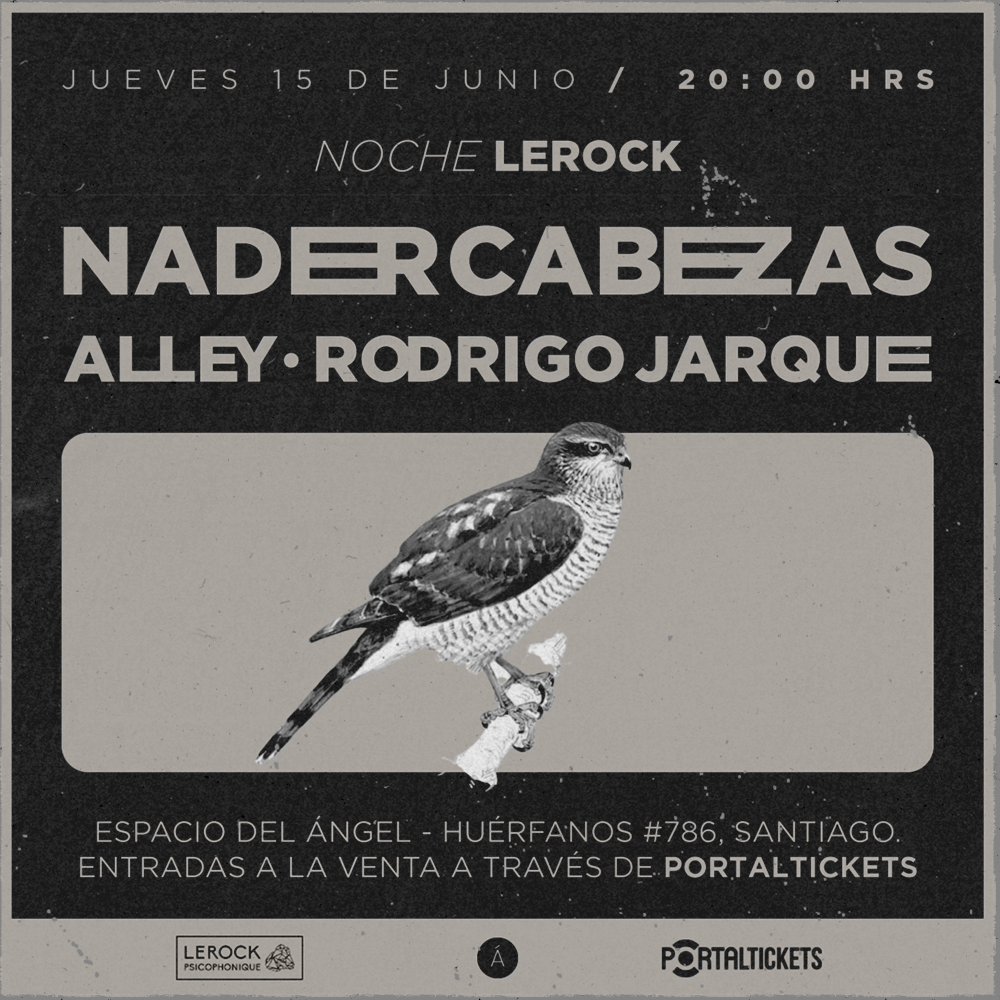 Flyer Evento NOCHE LEROCK | NADER CABEZAS + ALLEY + RODRIGO JARQUE EN ESPACIO DEL ÁNGEL