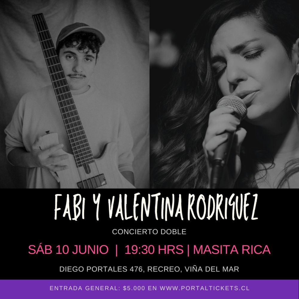 Flyer Evento FABI Y VALENTINA RODRIGUEZ CONCIERTO DOBLE EN VIÑA DEL MAR