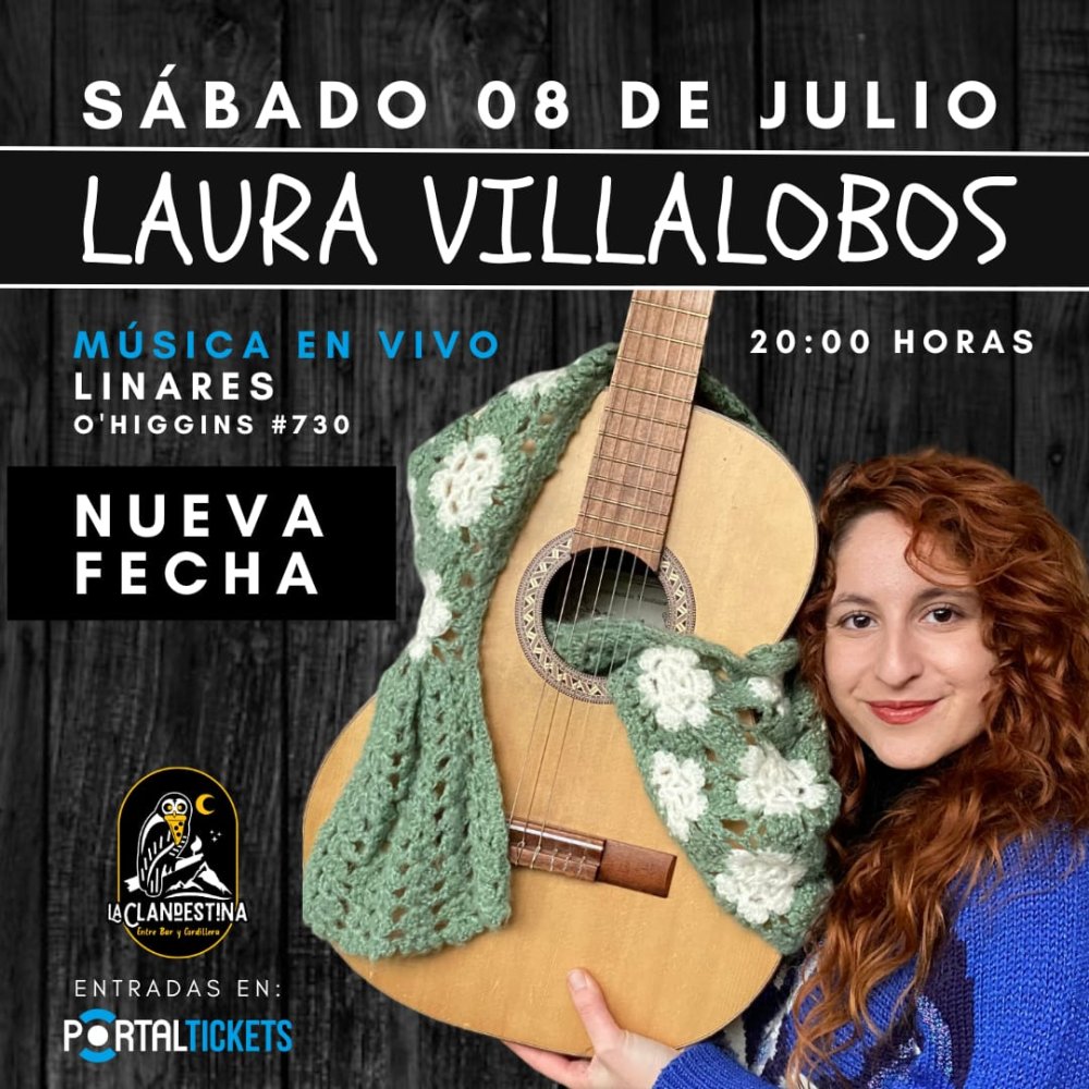 Flyer Evento LAURA VILLALOBOS EN LA CLANDESTINA DE LINARES