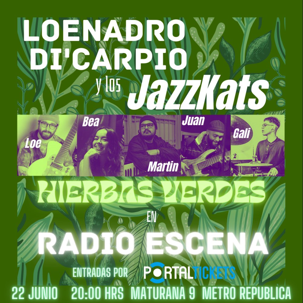 Flyer Evento LOENADRO DI'CARPIO Y LOS JAZZKATS EN RADIO ESCENA