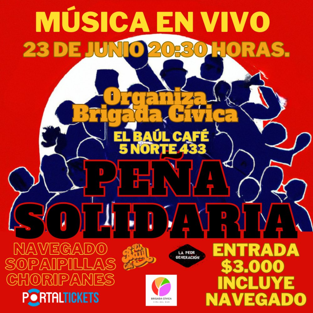 Flyer Evento PEÑA SOLIDARIA EN EL BAÚL CAFÉ VIÑA DEL MAR