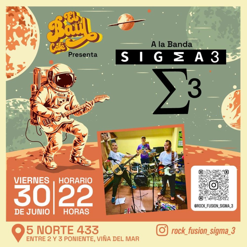Flyer Evento SIGMA3 EN EL BAÚL CAFÉ VIÑA DEL MAR