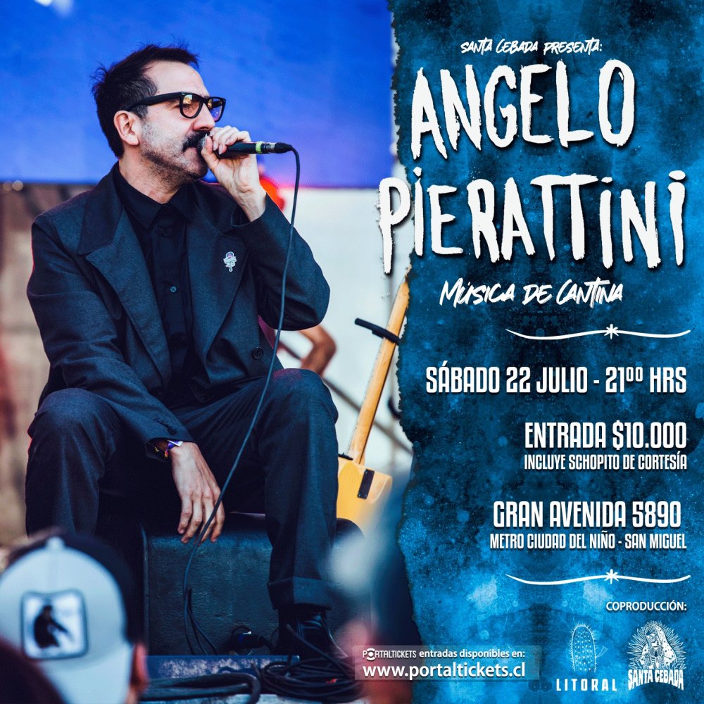 Flyer Evento ANGELO PIERATTINI EN SANTA CEBADA - SAN MIGUEL