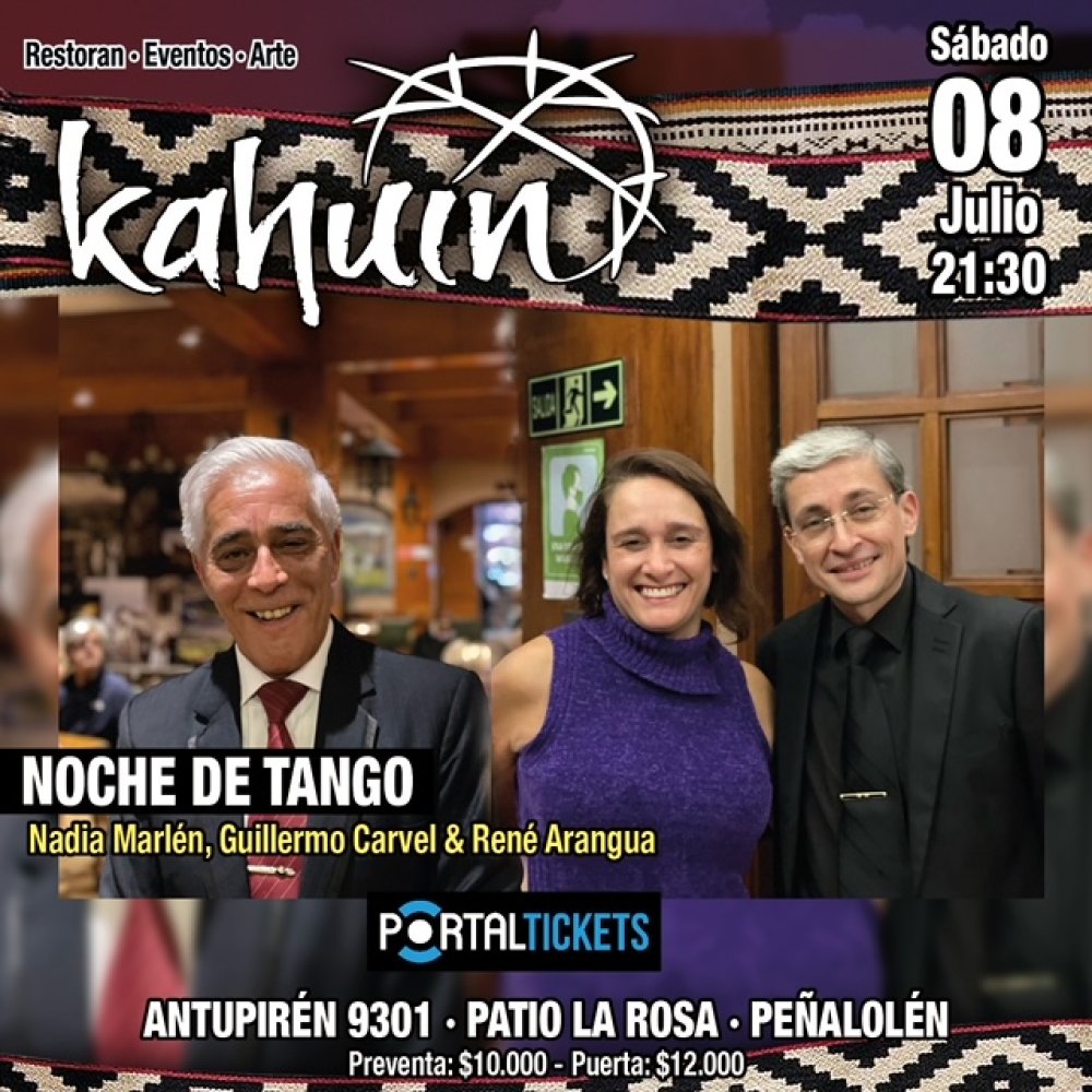 Flyer Evento KAHUIN PRESENTA: NOCHE DE TANGO  - SÁBADO 08 JULIO