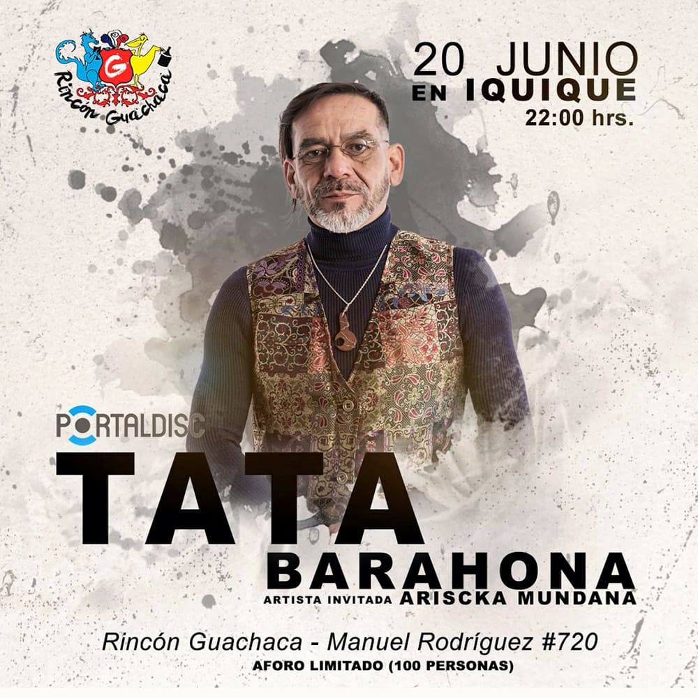Flyer Evento TATA BARAHONA EN IQUIQUE 22:00