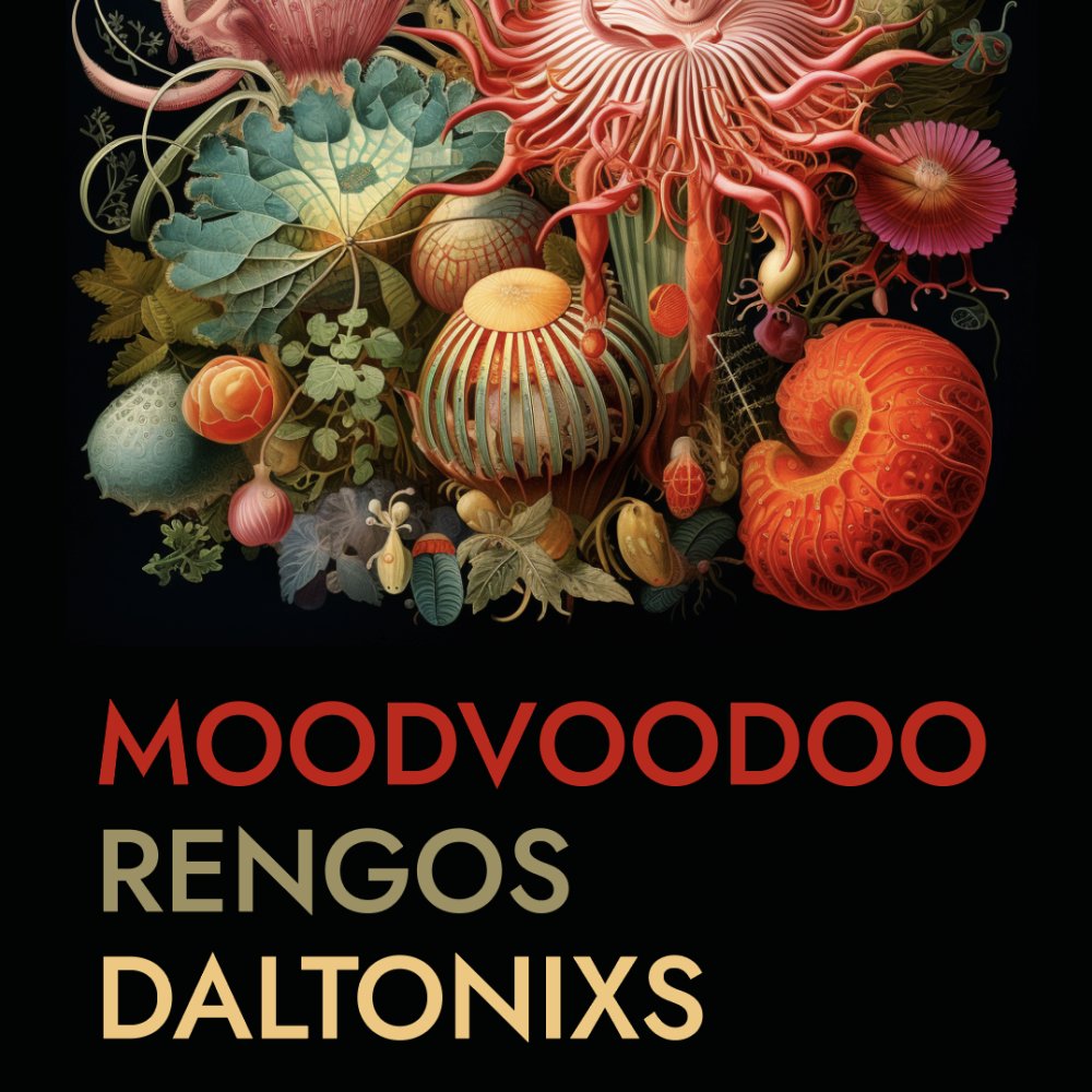 Flyer Evento MOODVOODOO + RENGOS + DALTONIXS EN COCINA CLANDESTINA