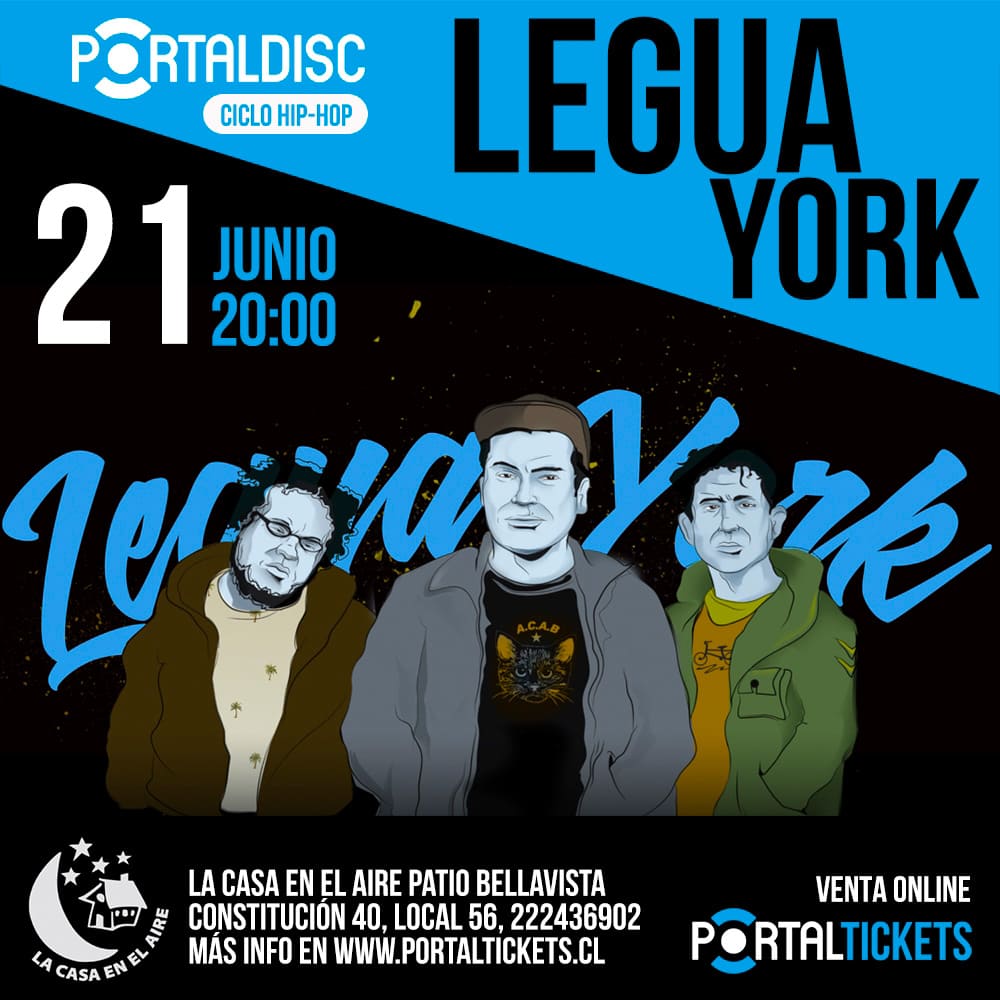 Flyer Evento LEGUA YORK EN LA CASA EN EL AIRE