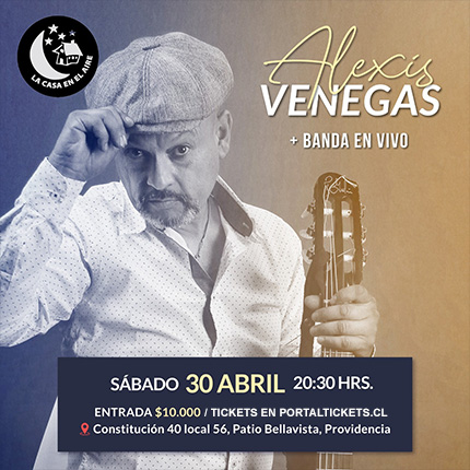 Flyer Evento ALEXIS VENEGAS + BANDA EN VIVO