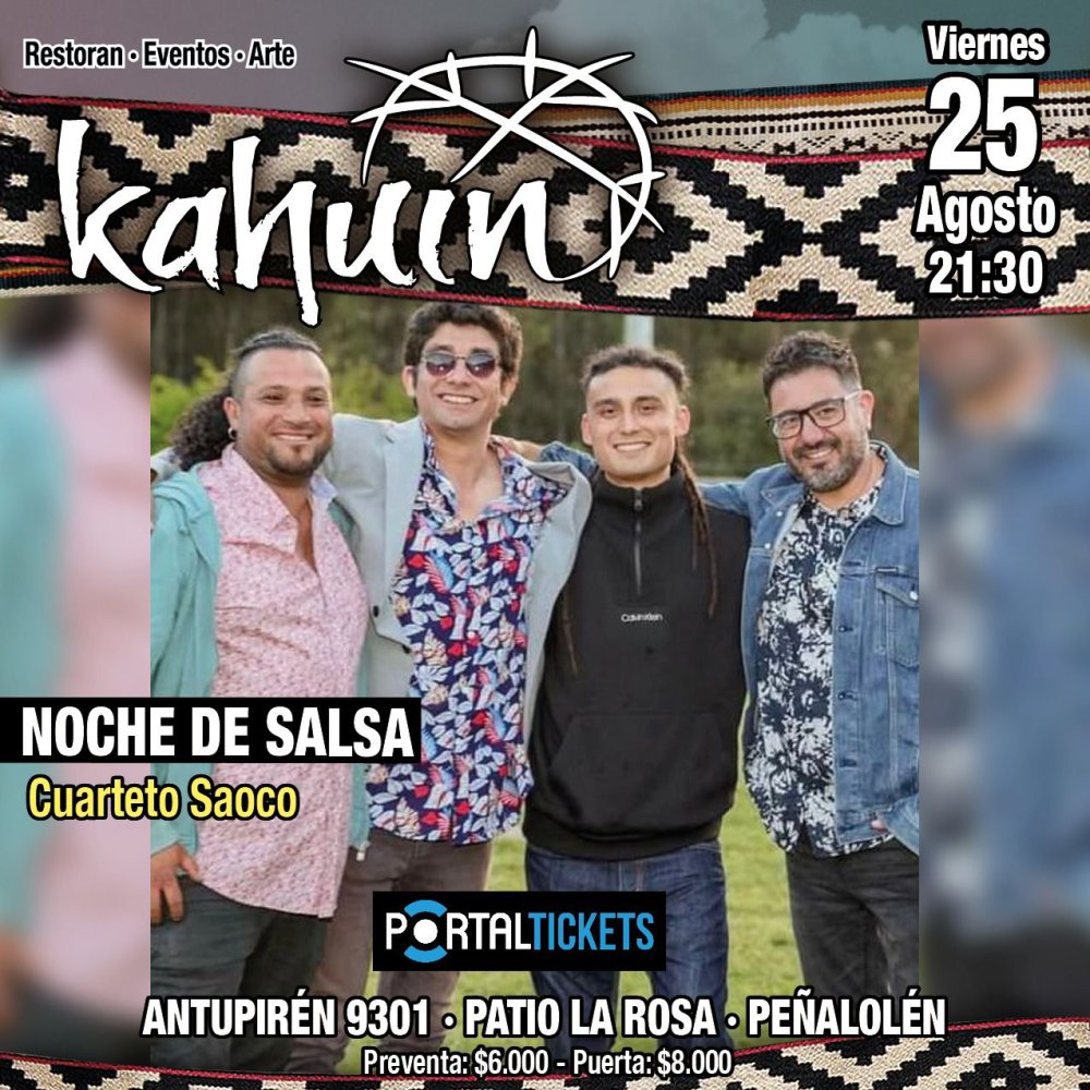 Flyer Evento KAHUIN PRESENTA: NOCHE DE SALSA - VIERNES 25 AGOSTO
