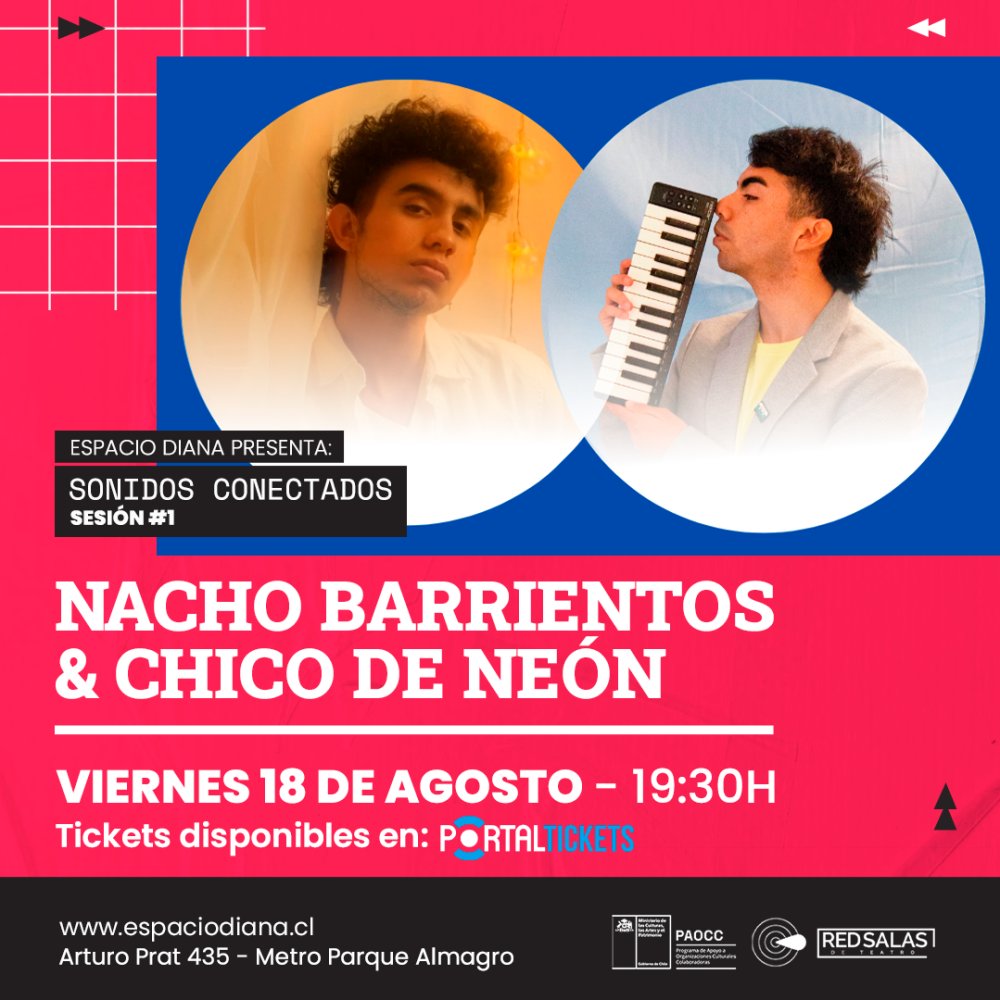 Flyer Evento MÚSICA: NACHO BARRIENTOS Y CHICO DE NEÓN EN ESPACIO DIANA
