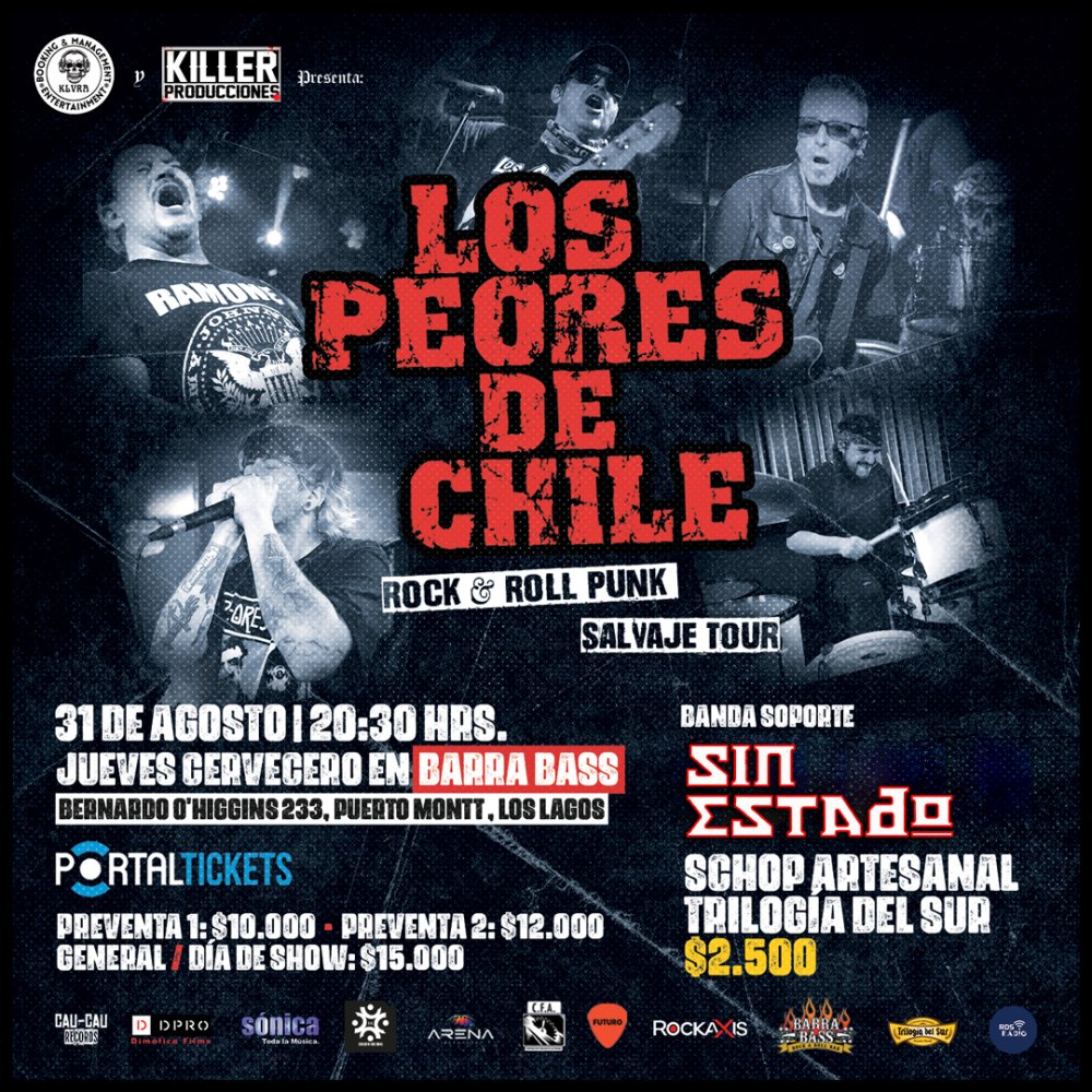Flyer Evento LOS PEORES DE CHILE EN BARRABASS BAR PUERTO MONTT