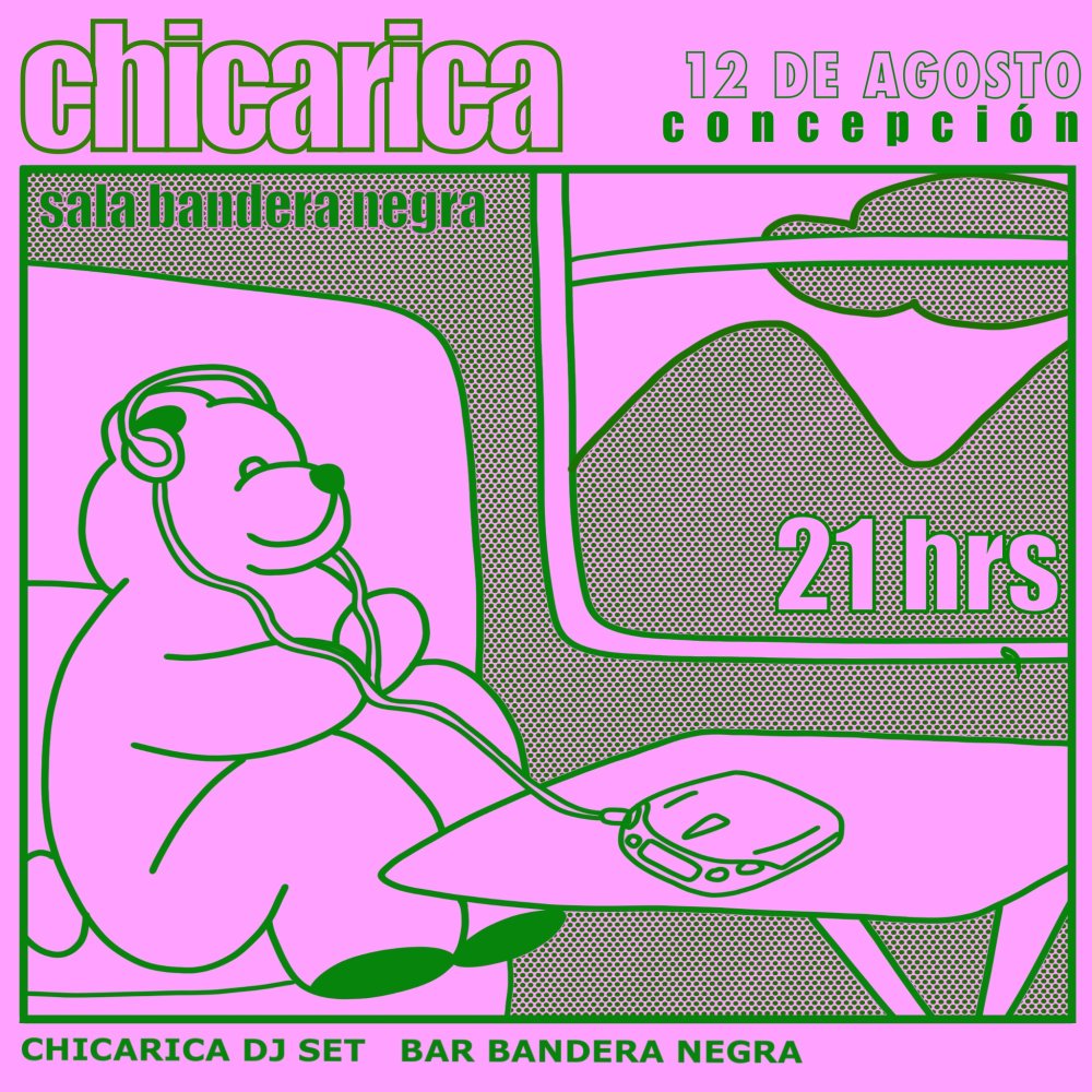 Flyer Evento CHICARICA - GIRA 2023 EN SALA BANDERA NEGRA - CONCEPCIÓN