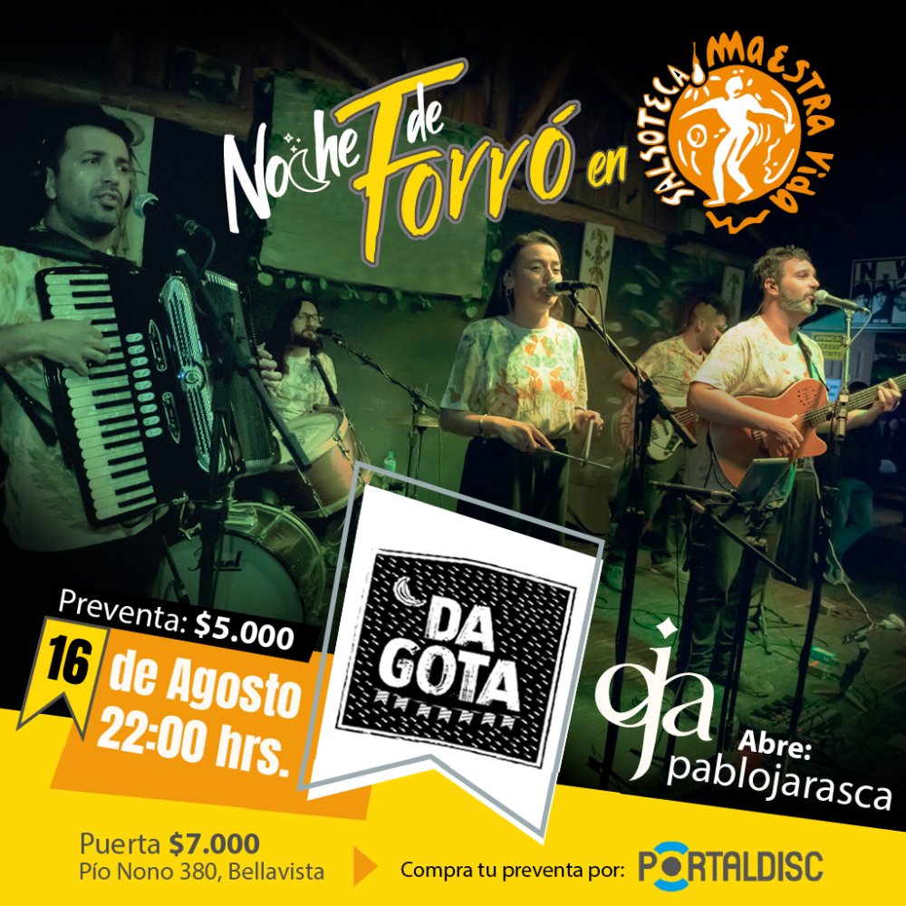 Flyer Evento DA GOTA + PABLOJARASCA EN SALSOTECA MAESTRA VIDA