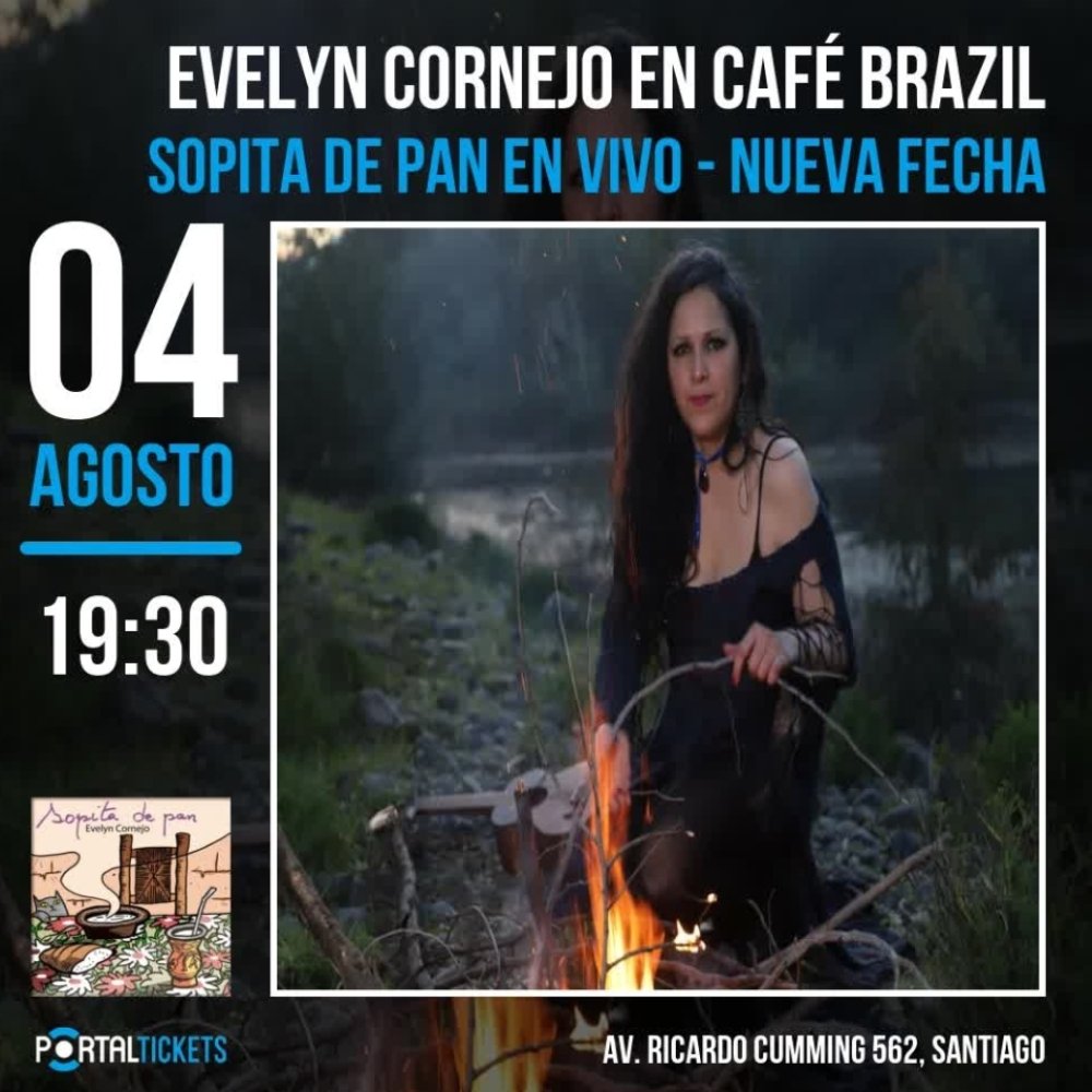 Flyer Evento EVELYN CORNEJO EN CAFÉ BRAZIL - 4 DE AGOSTO