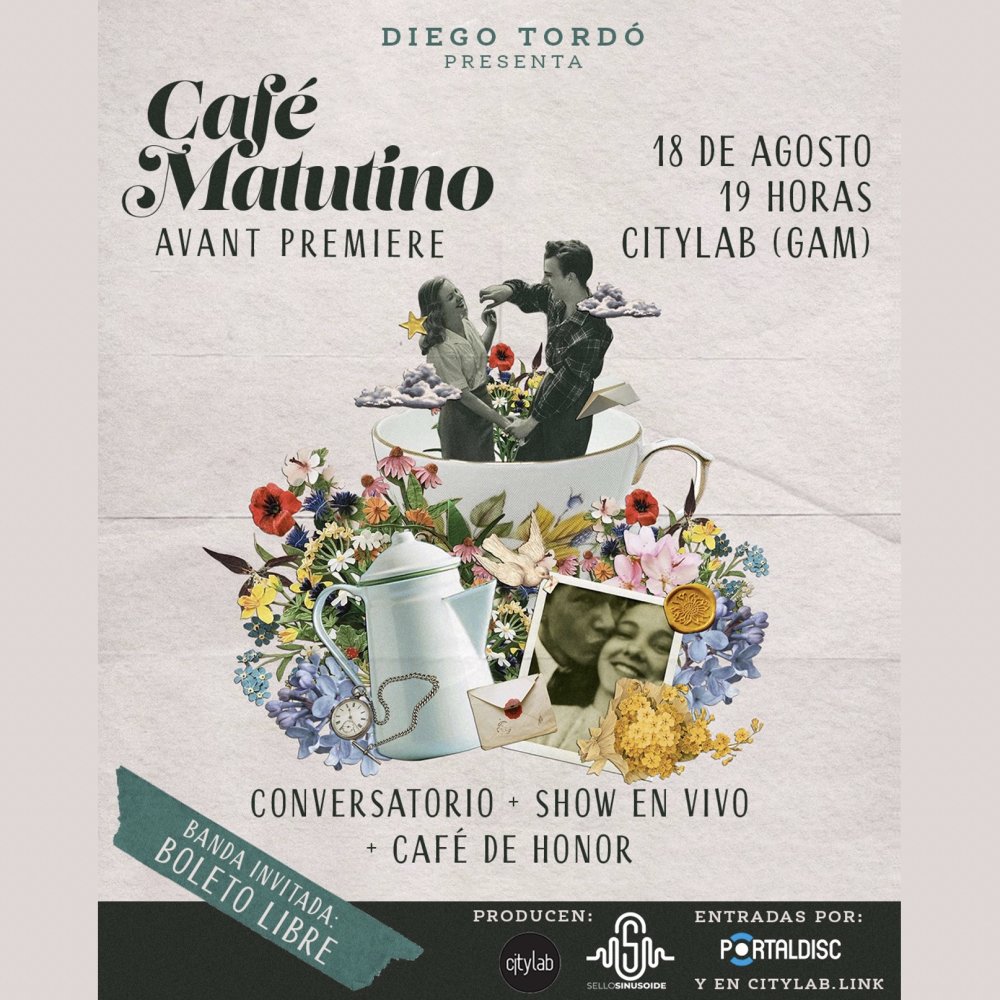 Flyer Evento AVANT PREMIERE CAFÉ MATUTINO DE DIEGO TORDÓ EN CITYLAB GAM