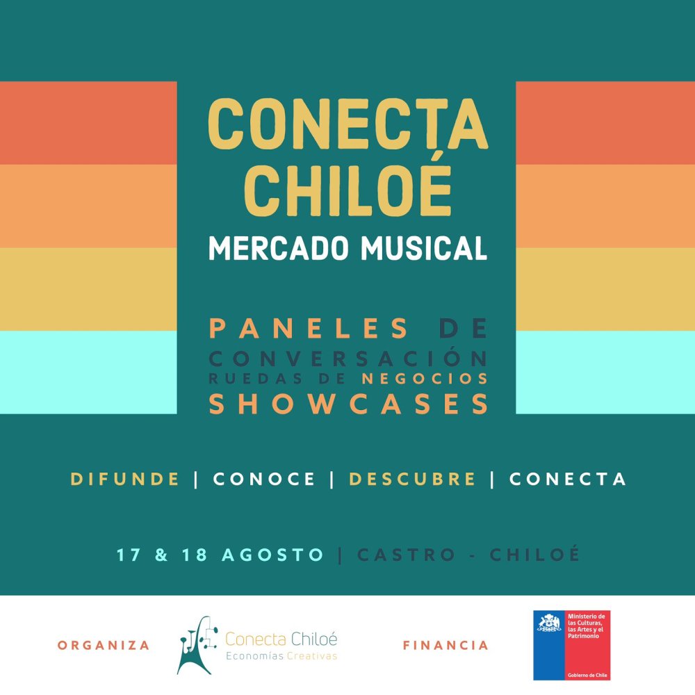 Flyer Evento CONECTA CHILOÉ - MERCADO MUSICAL EN CASTRO