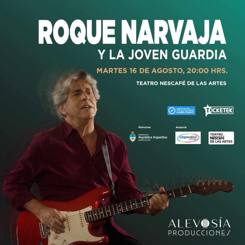 Flyer Evento ROQUE NARVAJA Y LA JOVEN GUARDIA EN SANTIAGO