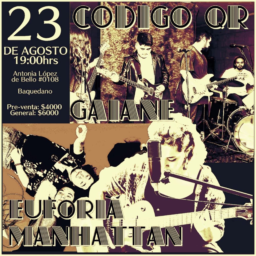 Flyer Evento EUFORIA MANHATTAN + GAIANE + CODIGO QR EN COCINA CLANDESTINA