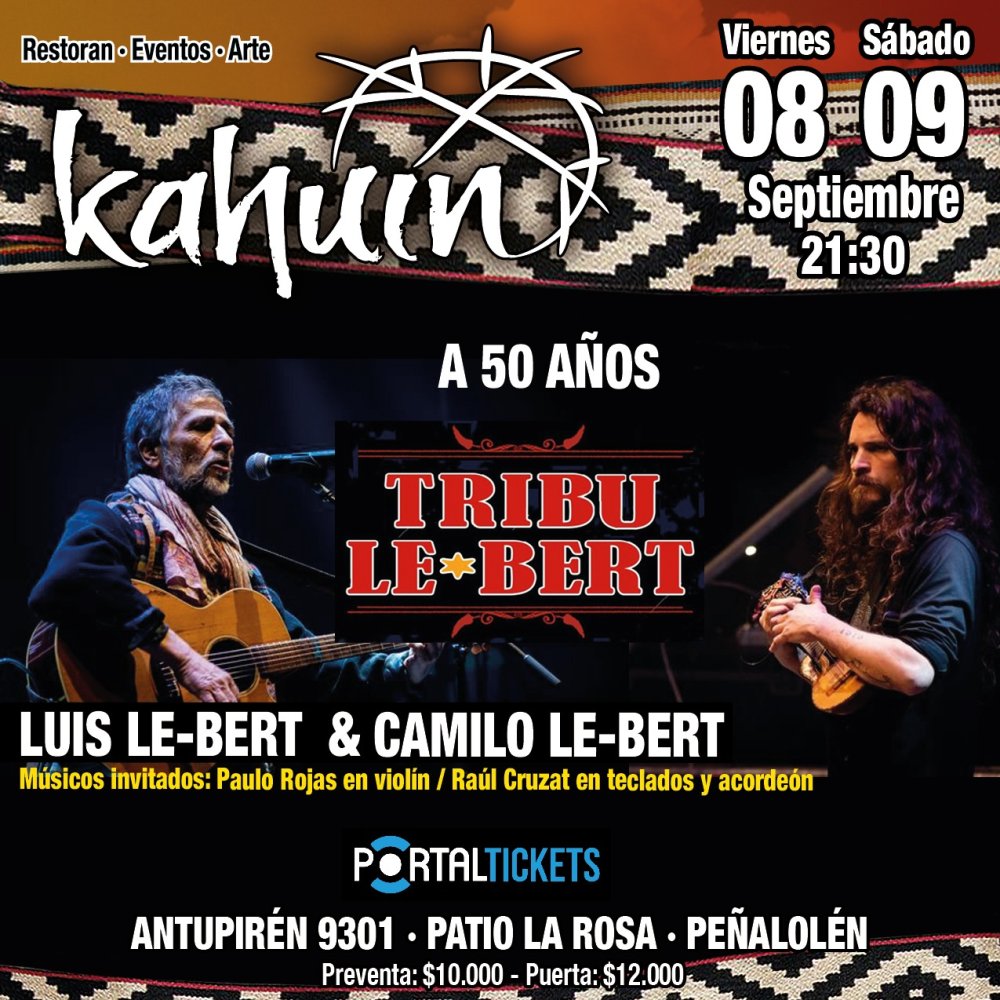 Flyer Evento KAHUIN PRESENTA: LA TRIBU LE-BERT- 08 SEPTIEMBRE