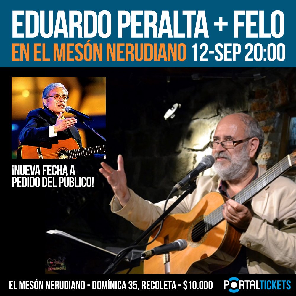 Flyer Evento EDUARDO PERALTA + FELO EN EL MESON NERUDIANO - 12 SEPTIEMBRE