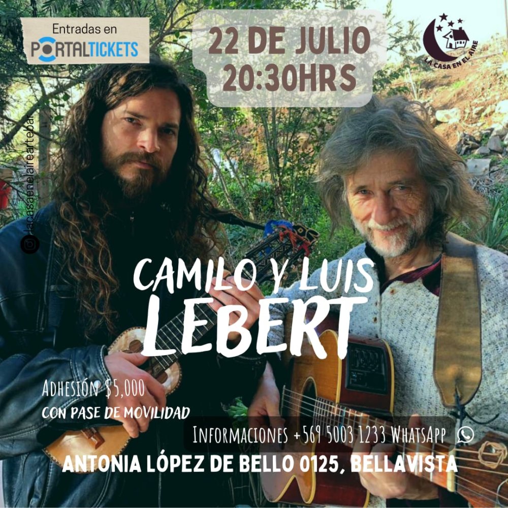 Flyer Evento CAMILO Y LUIS LEBERT EN LA CASA EN EL AIRE