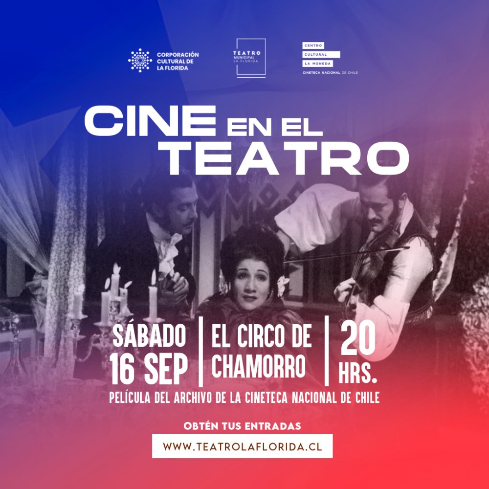 Flyer Evento CINE EN EL TEATRO - EL GRAN CIRCO CHAMORRO - TEATRO MUNICIPAL DE LA FLORIDA