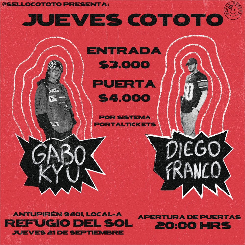 Flyer Evento JUEVES COTOTO: GABO KYU Y DIEGO FRANCO