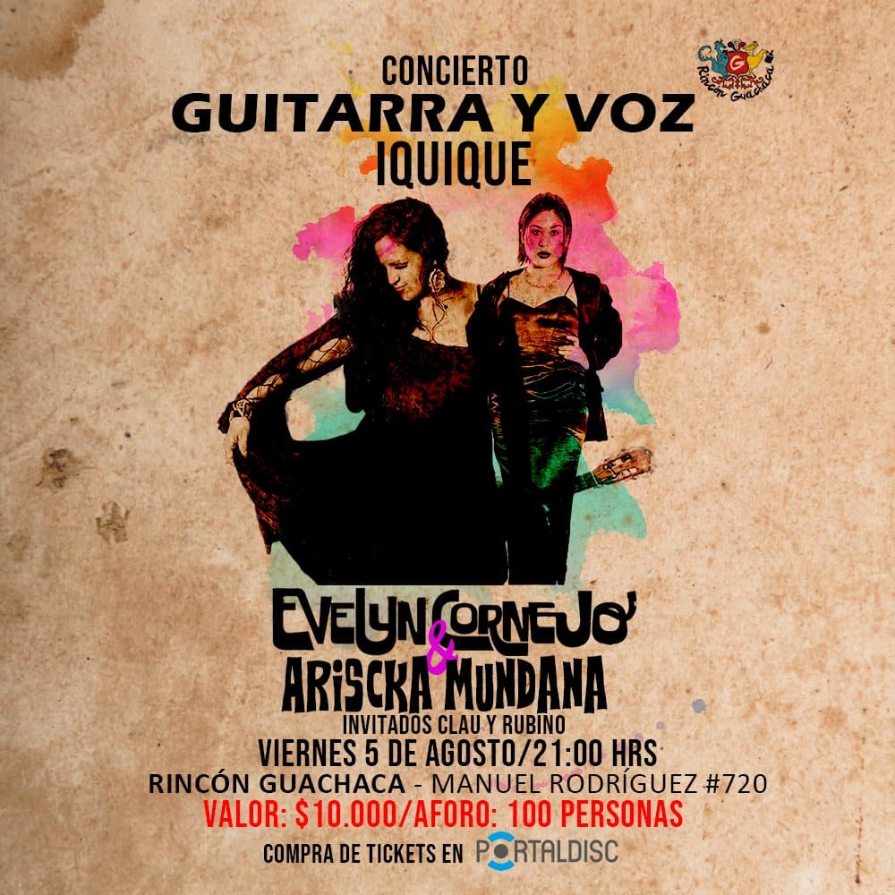 Flyer Evento EVELYN CORNEJO EN IQUIQUE (GUITARRA Y VOZ)