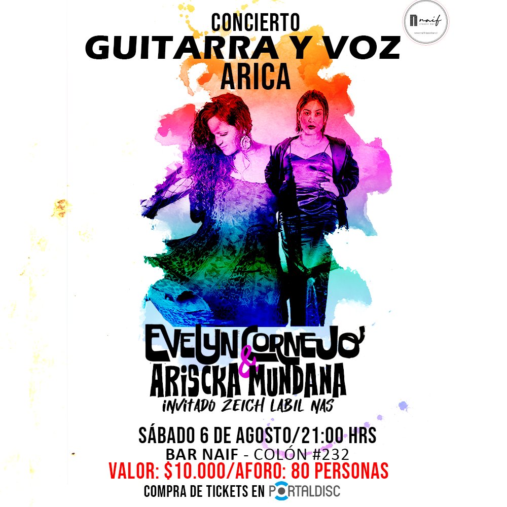 Flyer Evento EVELYN CORNEJO EN ARICA (GUITARRA Y VOZ)
