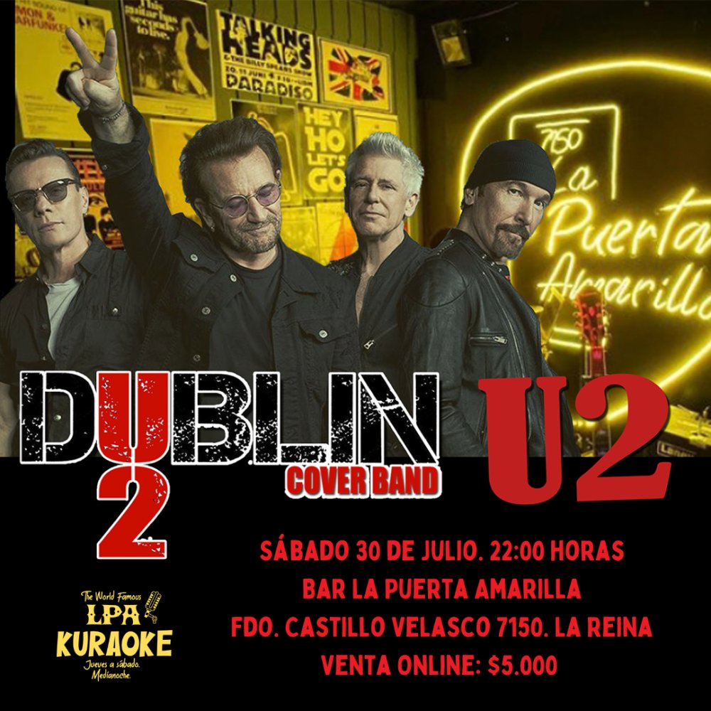 Flyer Evento DUBLIN. TRIBUTO A U2