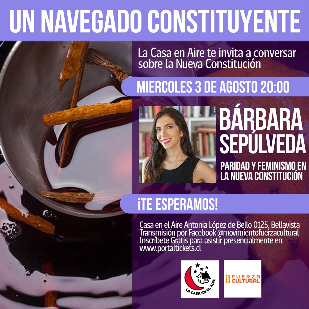 Flyer Evento NAVEGADO CONSTITUYENTE - BARBARA SEPÚLVEDA - 3 AGOSTO