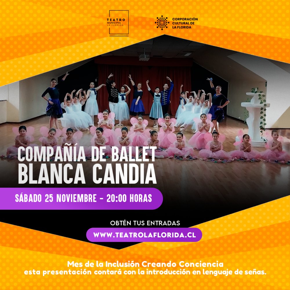 Flyer Evento CIA BALLET BLANCA CANDIA - TEATRO MUNICIPAL DE LA FLORIDA