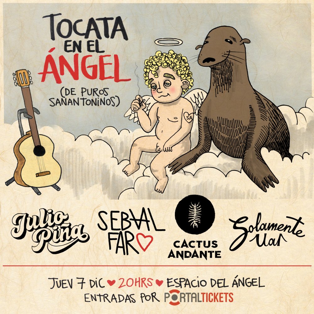 Flyer SEBA ALFARO - JULIO PIÑA - CACTUS ANDANTE - SOLAMENTE VAL EN ESPACIO DEL ANGEL